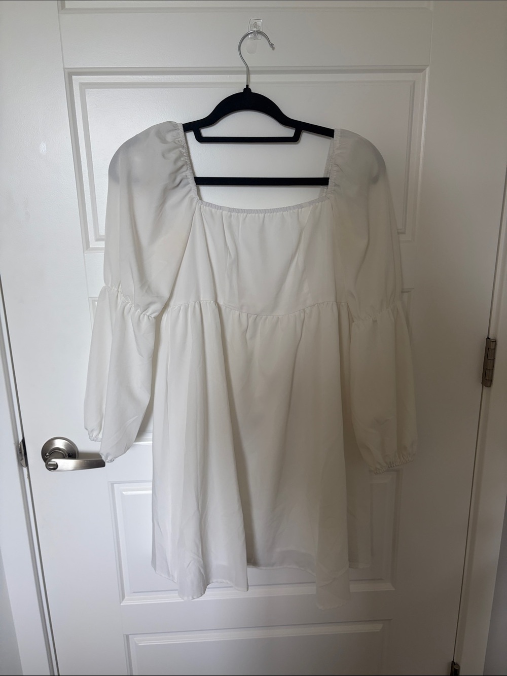 Amazon White Mini Dress with Puff Sleeves